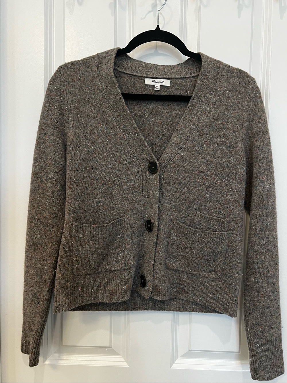 Madewell Heathered Brown Button-Front Wool Cardigan